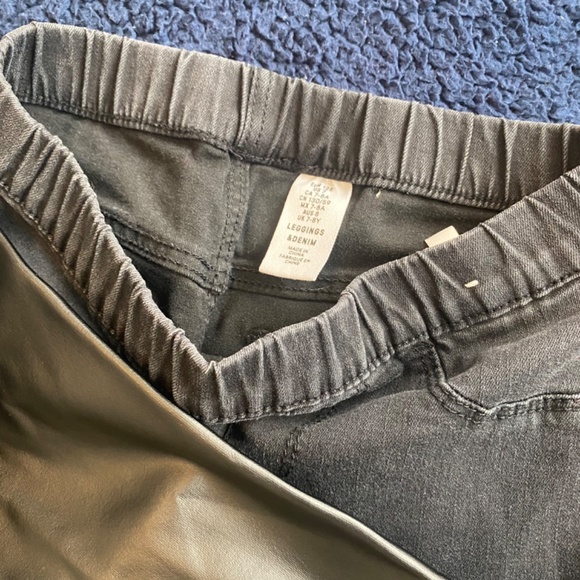 Girls Denim Jeggings & Faux leather leggings - Picture 3 of 5